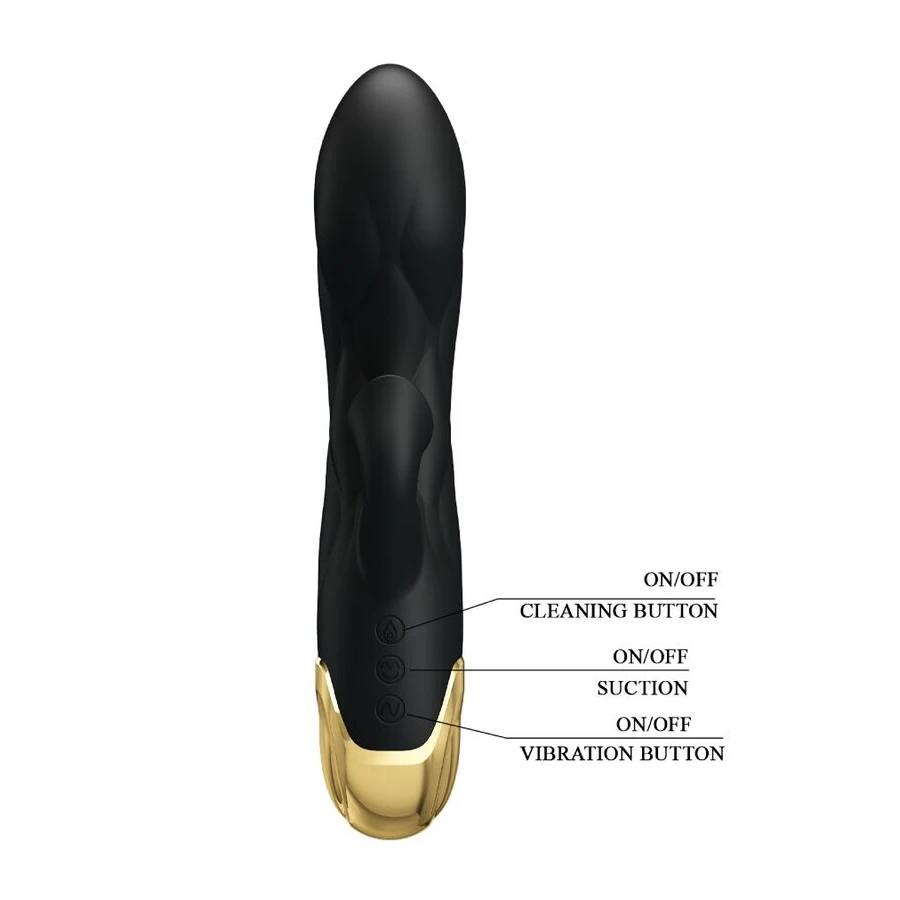 PRETTY LOVE - VIBRATORE DI LUSSO NERO RICARICABILE PLACCATO IN ORO